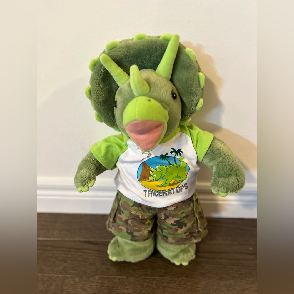 Build A Bear Green Triceratops Dinosaur Plush Plus  - outfit & boxers